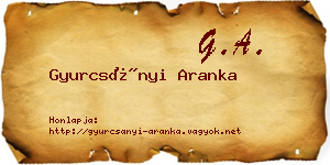 Gyurcsányi Aranka névjegykártya