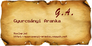 Gyurcsányi Aranka névjegykártya